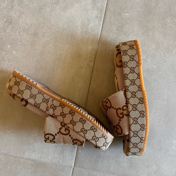 Gucci Canvas Platform Sandals - Picture 5 of 6